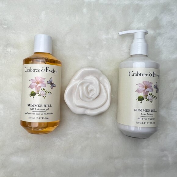 NEW Crabtree & Evelyn Bath Shower Gel, Soap, & Lotion Collectible Floral Tin Set - Picture 2 of 6